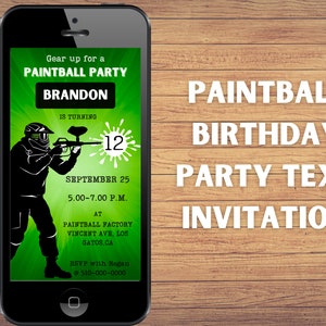Paintball Party Invite, Paintball Electronic Invitation,Paintball Birthday, Paintball Invite, Paintball Text invitation,Editable Digital