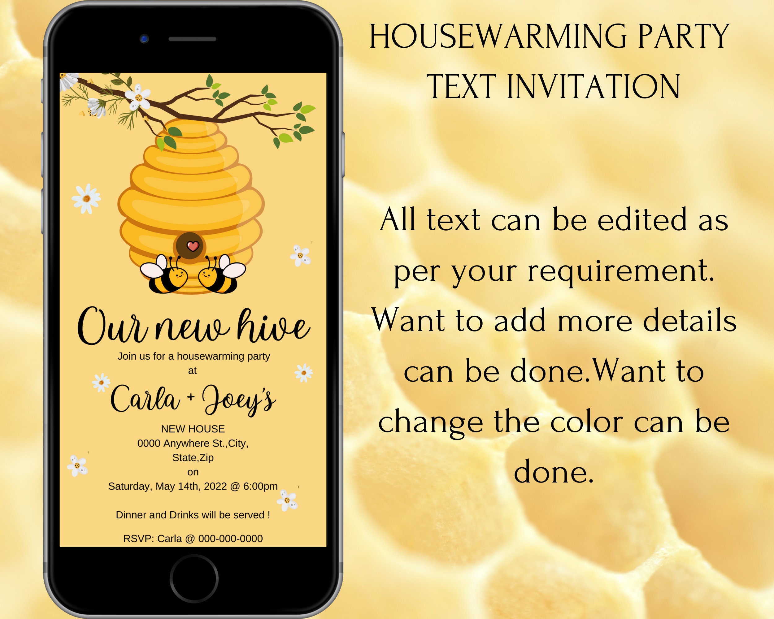 Housewarming Invitation Our New Hive Party Invite Mobile Etsy
