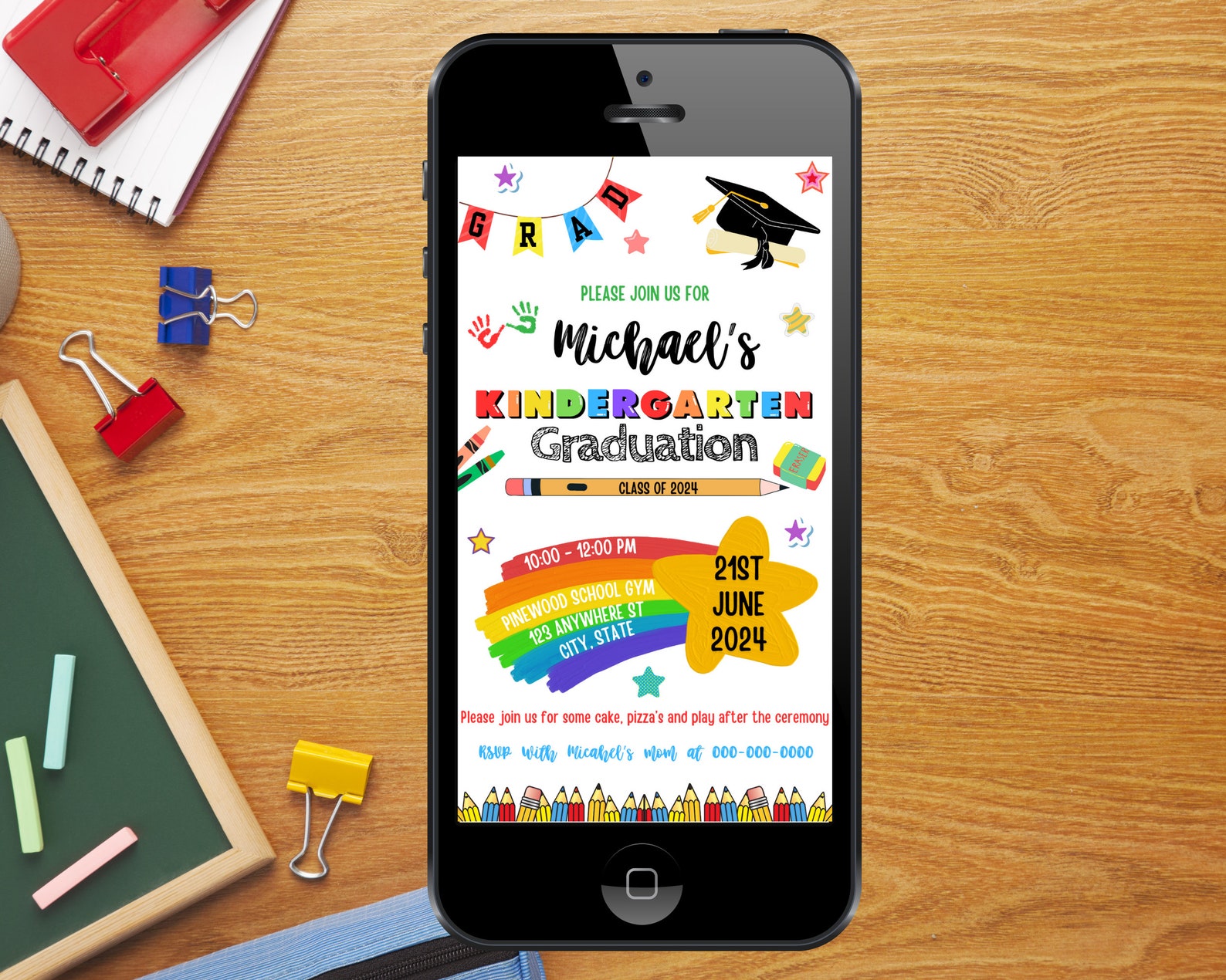 Kinder Invit Editable Kindergarten Graduation Invitation Template, Kindergarten ...