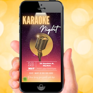 Karaoke Night Invitation, Karaoke Party Invite, Music Party Invitation, Karaoke Birthday Invite,Karaoke Party,Karaoke Night, Textable Evite