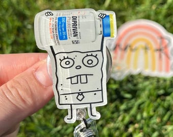 Cartoon Doodle Propofol- Nurse badge reel, RN, MD, critical care, ICU, healthcare, work accessory