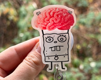 Cartoon Doodle Brain - Neuro Nurse badge reel, RN, MD, Paramedic, Neurology healthcare work accessory