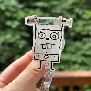 Doodle Bob Dilaudid Syringe- Nurse badge reel, RN, MD, pharmacy, healthcare, work accessory