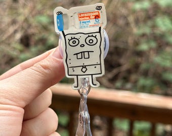 Cartoon Doodle Ativan Nurse Badge Reel -Handmade Funny Work Accessory