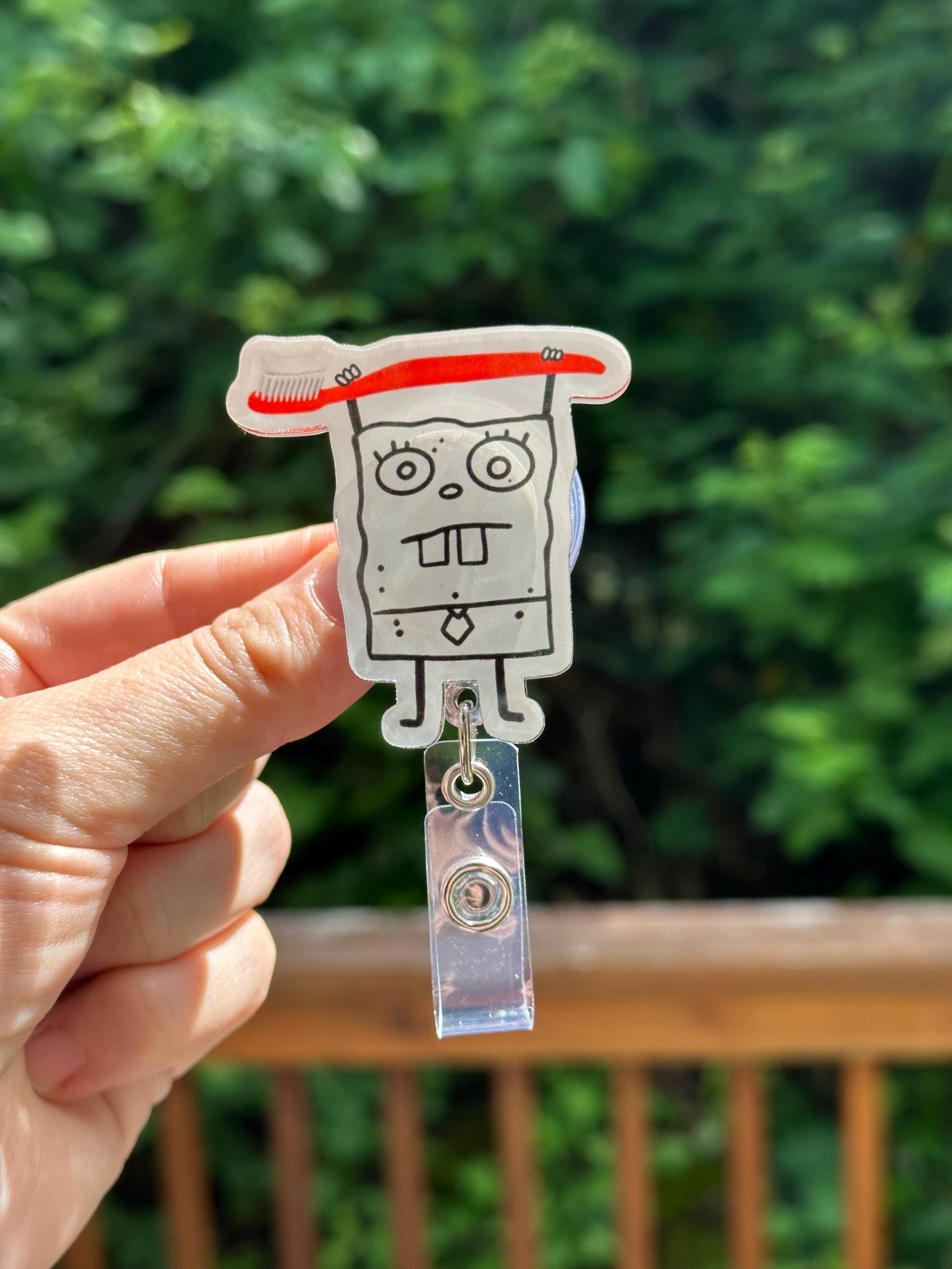 Doodle Bob Toothbrush- Dentist, dental hygienist, Nurse badge reel, RN, MD, healthcare, work accessory