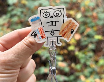 Doodle dessin animé avec bobine sandwich-insigne à l'Ativan et à la dinde