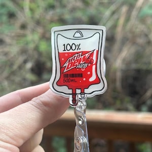 100% Code Red IV bag- Nurse badge reel, RN, MD, Paramedic, Phlebotomist, healthcare, work accessory