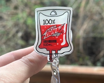 100% Code Red IV bag- Nurse badge reel, RN, MD, Paramedic, Phlebotomist, healthcare, work accessory