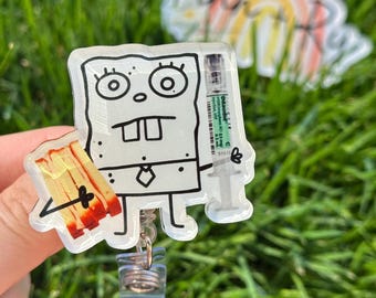 Doodle Bob Dilaudid and Turkey Sandwich- Nurse badge reel, RN, ER, healthcare, work accessory