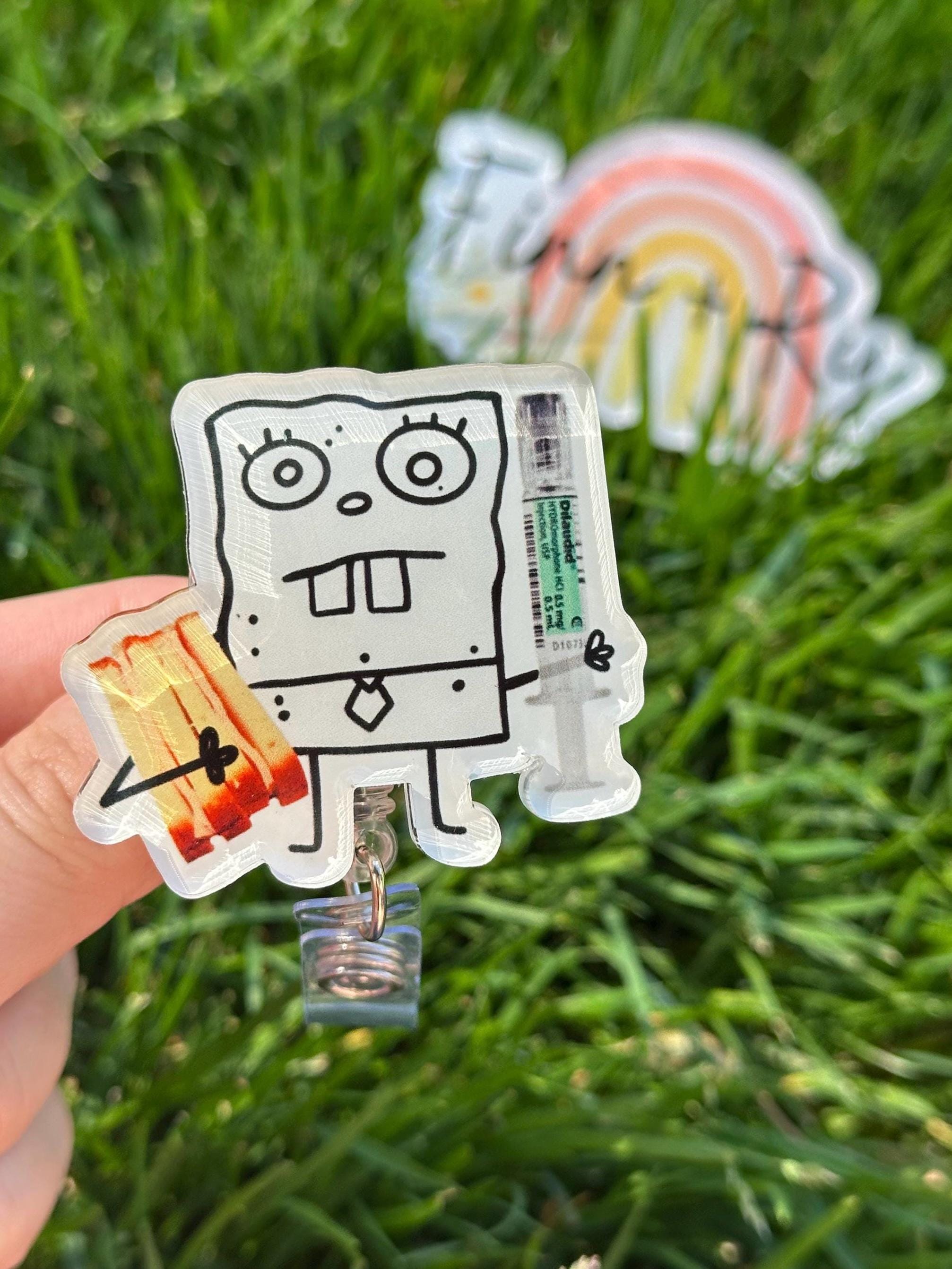 Doodle Bob Dilaudid and Turkey Sandwich- Nurse badge reel, RN, ER, healthcare, work accessory