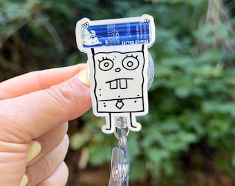 Cartoon Doodle with Energy Drink Blueberry Badge Reel