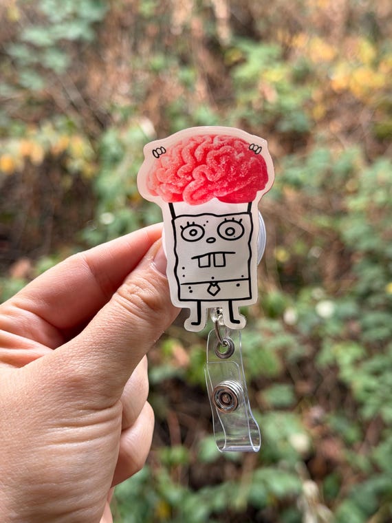 Doodle Bob Brain - Neuro Nurse badge reel, RN, MD, Paramedic, Neurology healthcare work accessory