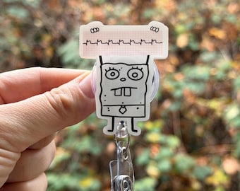 Cartoon Doodle Stemi, MI, EKG Strip Badge Reel