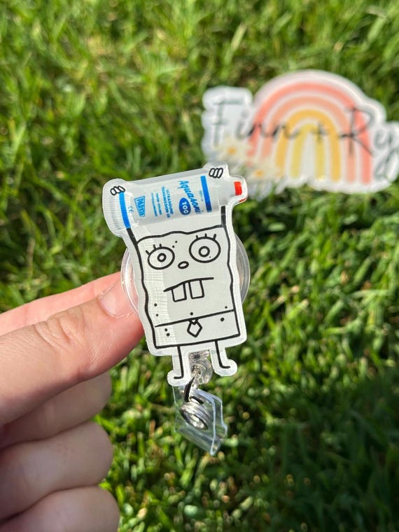 Cartoon Doodle with Ultrasound Gel Bottle Badge Reel