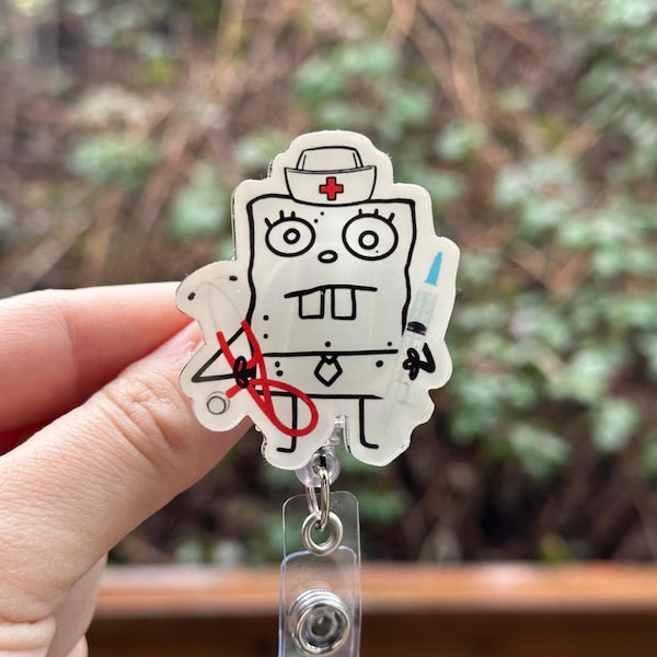 Cartoon Doodle Nurse- Badge Reel