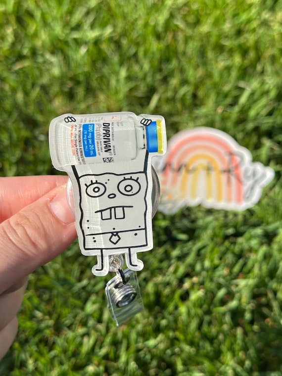 Cartoon Doodle Propofol- Nurse badge reel, RN, MD, critical care, ICU, healthcare, work accessory