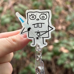 Doodle Bob Syringe - Nurse badge reel, RN, MD, medical, healthcare, work accessory