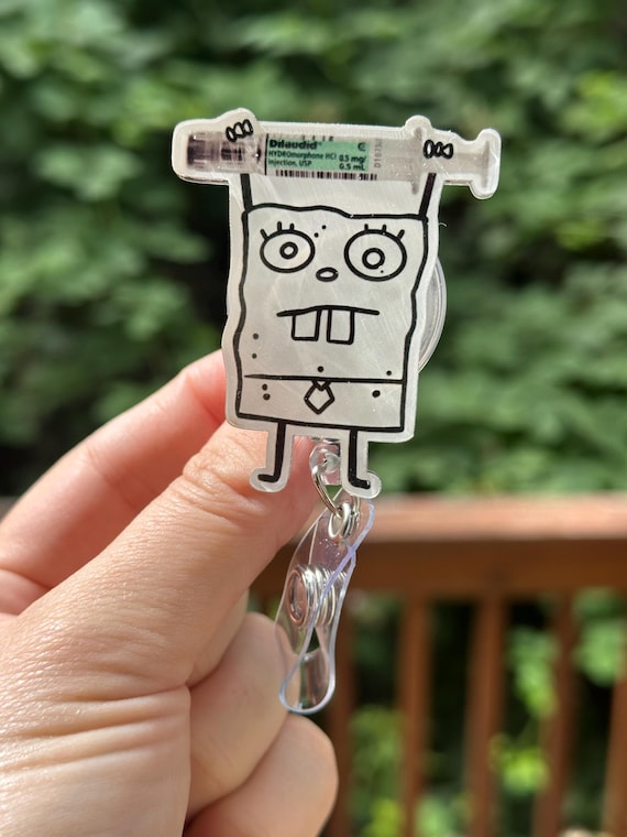 Doodle Bob Dilaudid Syringe- Nurse badge reel, RN, MD, pharmacy, healthcare, work accessory