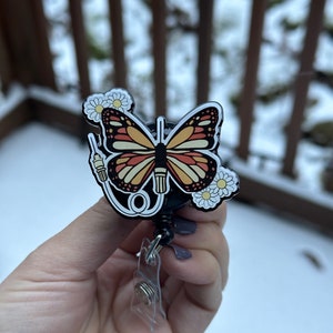 Butterfly Needle-Badge Reel, RN, Nurse, Phlebotomist, Medical Badge