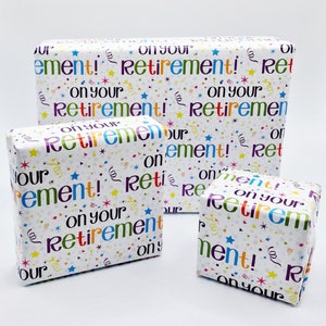 2 Sheets On Your Retirement Unisex Multi Colour White Wrapping Paper Gift Wrap Male Female Attractive Giftwrap