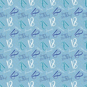 2 Sheets 18th Happy Birthday Celebrate Hooray Blue Male Wrapping Paper Age 18 Birthday Male Giftwrap