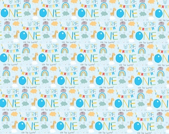 2 Sheets 1st Birthday Boy Animals Rainbow Wrapping Paper Age One Cute Birthday High Quality Attractive Age 1 Giftwrap Male Blue