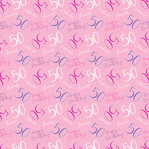 2 Sheets 50th Happy Birthday Celebrate Hooray Pink Female Wrapping Paper Age 50 Birthday Ladies Giftwrap