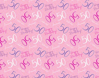 2 Sheets 50th Happy Birthday Celebrate Hooray Pink Female Wrapping Paper Age 50 Birthday Ladies Giftwrap