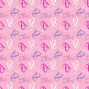 2 Sheets 18th Happy Birthday Celebrate Hooray Pink Female Wrapping Paper Age 18 Birthday Ladies Giftwrap