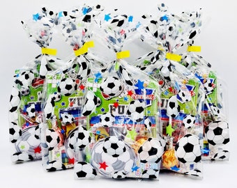15 x Football theme pre filled party bags with favours and sweets for boys and girls