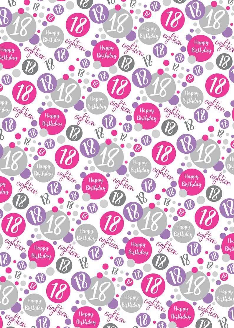 2 Sheets 18th Birthday Wrapping Paper Age 18 Birthday White Etsy UK