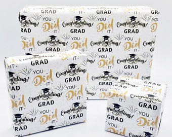 2 Sheets Graduation Unisex Wrapping Paper Gift Wrap Male Female Graduate Attractive Giftwrap
