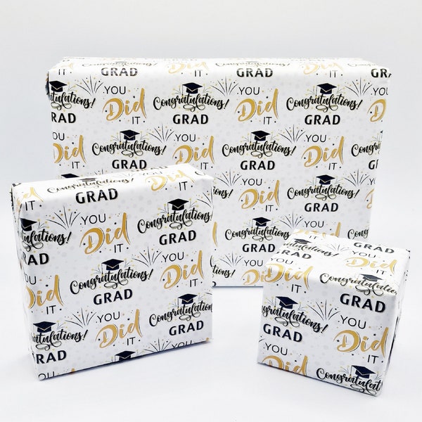 2 Sheets Graduation Unisex Wrapping Paper Gift Wrap Male Female Graduate Attractive Giftwrap