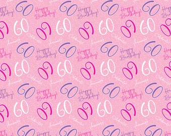 2 Sheets 60th Happy Birthday Celebrate Hooray Pink Female Wrapping Paper Age 60 Birthday Ladies Giftwrap