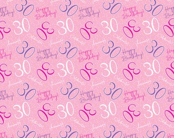 2 Sheets 30th Happy Birthday Celebrate Hooray Pink Female Wrapping Paper Age 30 Birthday Ladies Giftwrap