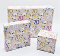 2 Sheets 70th Birthday Silver Grey Elegant Ladies Wrapping Paper Flowers Background 70 Years Female Giftwrap