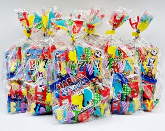 20 x Happy Birthday unisex pre filled party bags with favours and sweets for boys and girls