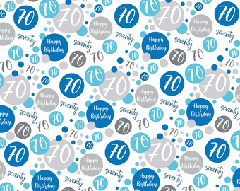 2 Sheets 70th Birthday Wrapping Paper Age 70 Birthday White - Etsy UK