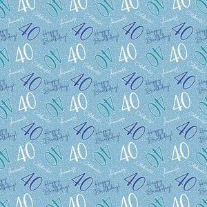 2 Sheets 40th Happy Birthday Celebrate Hooray Blue Male Wrapping Paper Age 40 Birthday Male Giftwrap