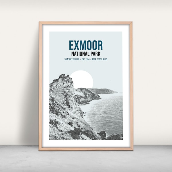 Exmoor National Park Custom Art Print / Personalised Giclee Print  / English travel poster / Devon Adventure Gift Idea / Wild Hiking Britain