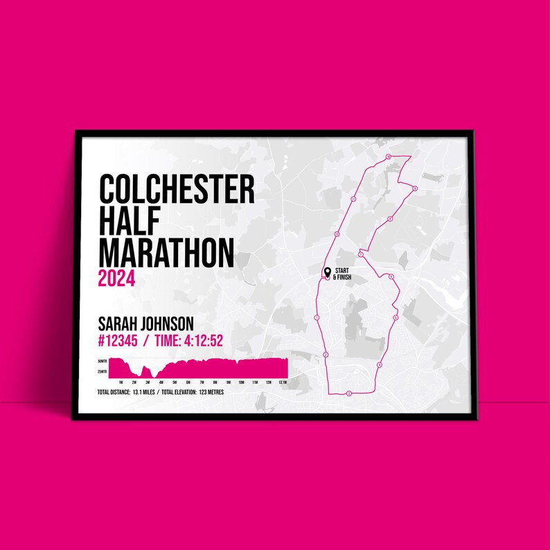 Colchester Half Marathon march Personalised Art Print / Giclee Print