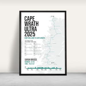 Impression d'art personnalisée Cape Wrath Ultra Race / Impression jet d'encre personnalisée / De Fort William à Cape Wrath / Art mural ultra défi de course d'Écosse