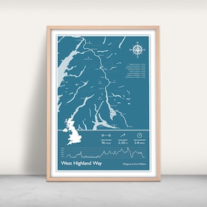 Impression d'art West Highland Way Scottish Great Trail / Cadeau personnalisé / Impression jet d'encre / Cadeau de marche au Royaume-Uni / Souvenir de sentier national personnalisé