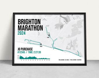 Brighton Marathon (April) Personalised Art Print / Giclee Print / Custom Running Gift / Brighton running gift