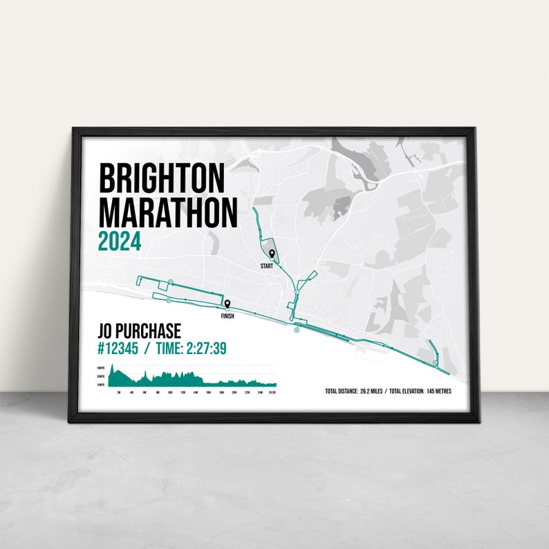 Brighton Marathon April Personalised Art Print / Giclee Print / Custom Running Gift / Brighton running gift Green
