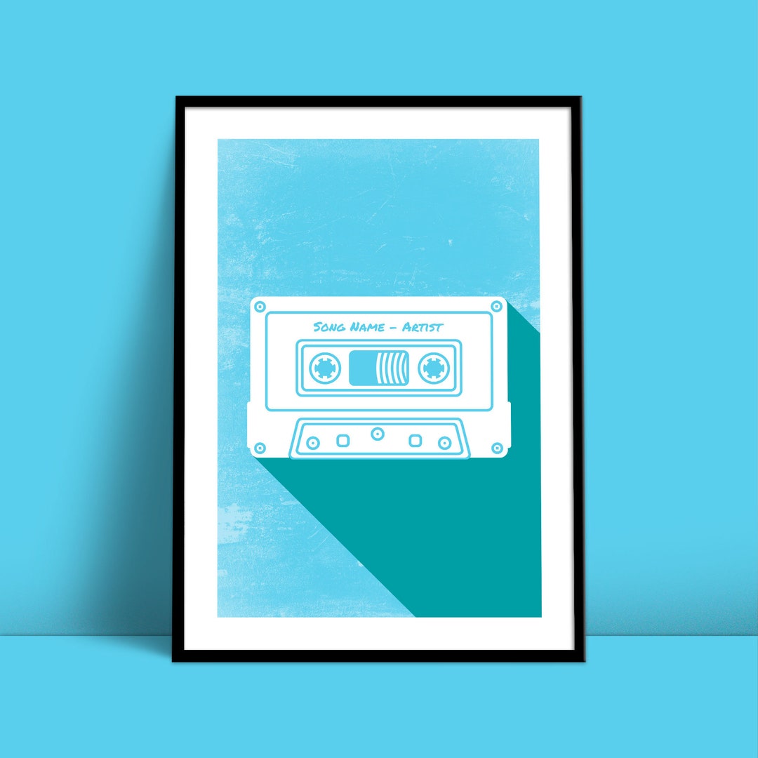 Personalised Cassette Tape Art Print / Giclee Print / Minimalist Design