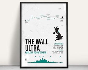 The Wall Ultra Marathon Personalised Print: Custom Trail Running Map Gift