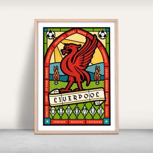 Liverpool Stained Glass football Art Print / Giclee print / UK Football gift / Liverpool FC legends fan artwork / Liverpool football gift