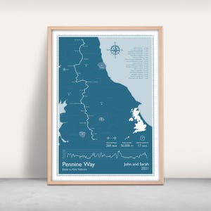 Pennine Way Personalised Art Print: Custom National Trail Map Gift