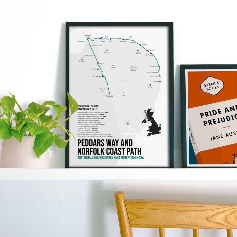 Peddars Way & Norfolk Coast Path Personalised Art Print: Custom ...